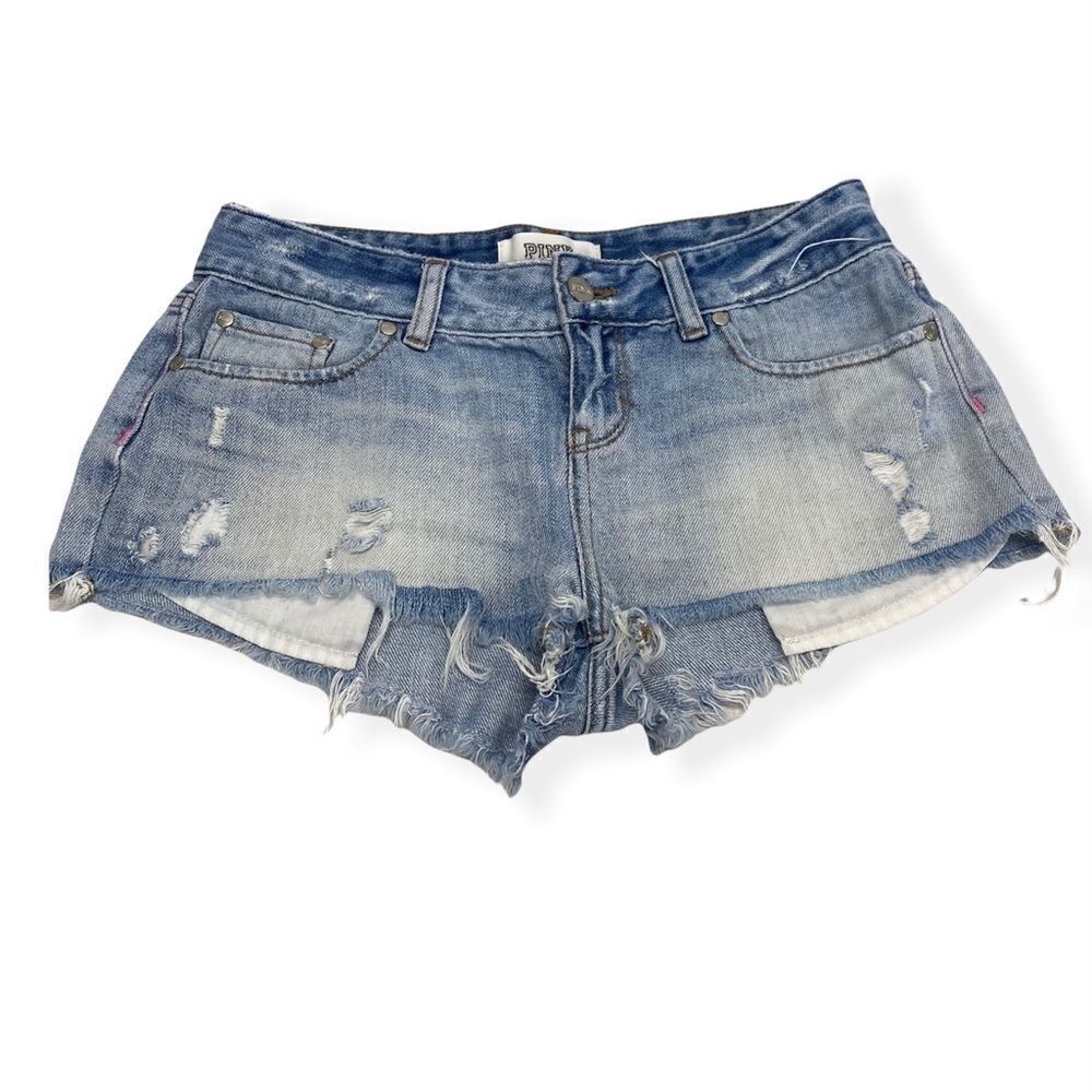 PINK Victoria's Secret Distressed Light Blue Denim Jean Shorts